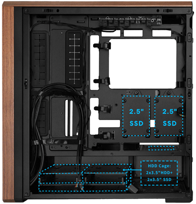 Annotated view of exposed alternate side with possible drive configurations