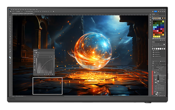 benq 5k monitor with a piece of digital artwork on the screen in photoshop