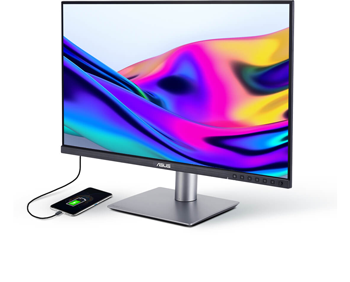 image of ASUS ProArt PA27JCV with smartphone connected by USB-C