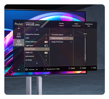 ASUS OLED Care interface coming out of the asus proart monitor