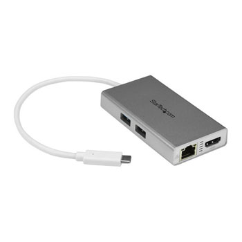 USB-C Multiport Adapter for Laptops Power Delivery 4K HDMI - GbE - USB 3.0 - Silver & White