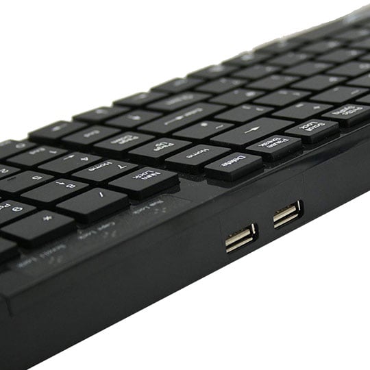 Xclio Slim Spill Resistant Quiet Multimedia Keyboard with 2 Port USB Hub : image 2