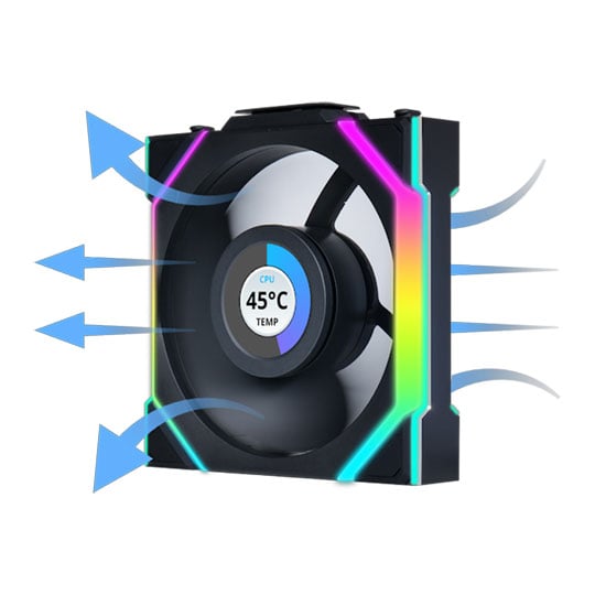 Lian Li UNI FAN SL Wireless Reverse Blade LCD 120mm ARGB PWM Fan Black